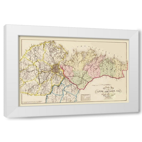 Anne Arundel  Baltimore Maryland - Hopkins 1878 White Modern Wood Framed Art Print by Hopkins