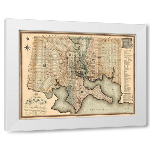 Baltimore Maryland - Lucas 1822 White Modern Wood Framed Art Print by Lucas