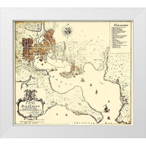 Baltimore Maryland - Folie 1792 White Modern Wood Framed Art Print by Folie