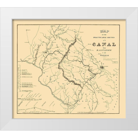 Baltimore to Potomac Canal, Maryland - Welch 1838 White Modern Wood Framed Art Print by Welch