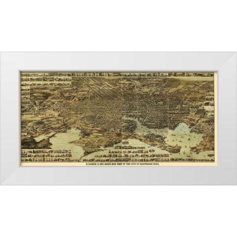 Baltimore Maryland - Sachese 1869 White Modern Wood Framed Art Print by Sachese