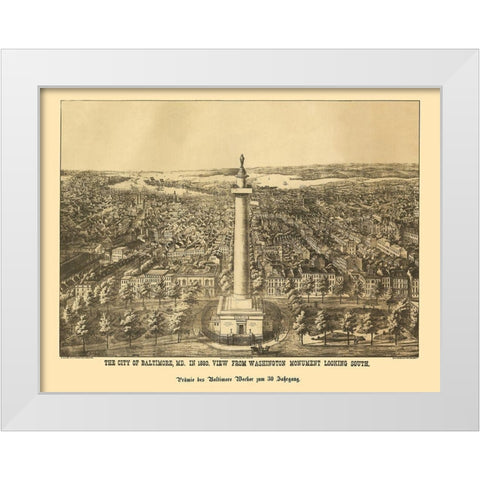 Baltimore Maryland - Sachese 1880 White Modern Wood Framed Art Print by Sachese