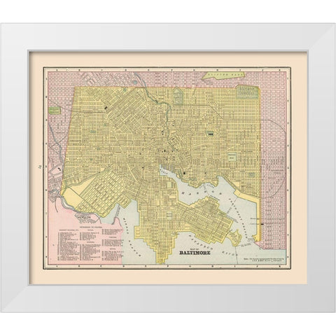 Baltimore  Maryland - Cram 1892 White Modern Wood Framed Art Print by Cram