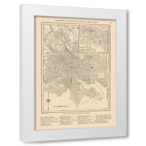 Baltimore  Maryland- Reynold 1921 White Modern Wood Framed Art Print by Reynold