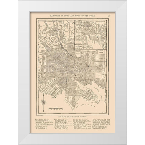 Baltimore  Maryland- Reynold 1921 White Modern Wood Framed Art Print by Reynold