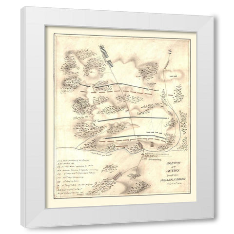 Bladensberg Maryland Battle -1814 White Modern Wood Framed Art Print by Unknown