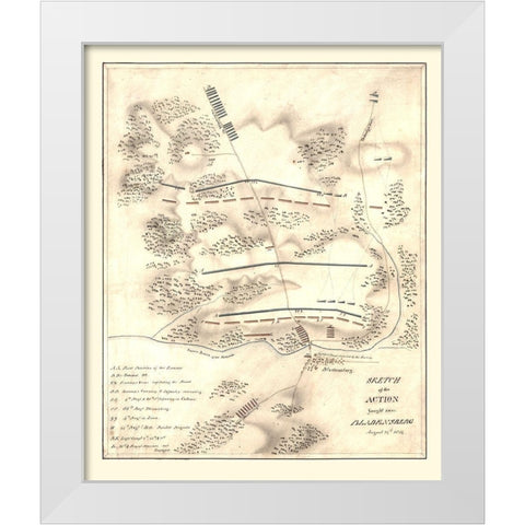 Bladensberg Maryland Battle -1814 White Modern Wood Framed Art Print by Unknown