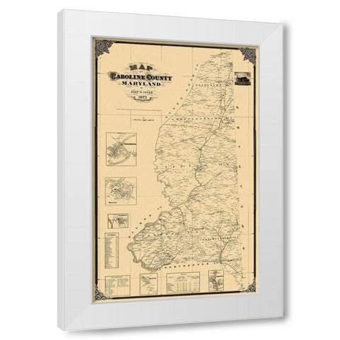 Caroline Maryland Landowner - Isler 1875 White Modern Wood Framed Art Print by Isler