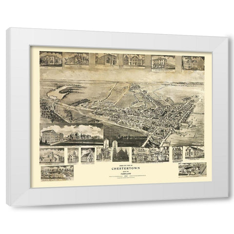 Chestertown Maryland - Fowler 1907 White Modern Wood Framed Art Print by Fowler