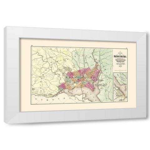 Maryland  Washington DC - Martenet 1873 White Modern Wood Framed Art Print by Martenet