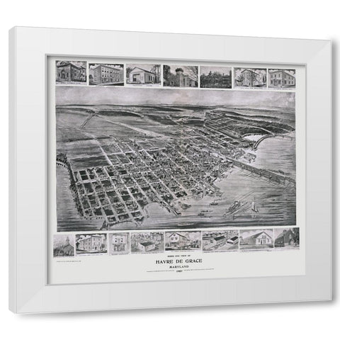 Havre De Grace Maryland - Fowler 1907 White Modern Wood Framed Art Print by Fowler