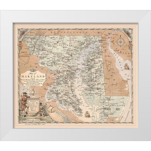 Maryland - Price 1794  White Modern Wood Framed Art Print by Price