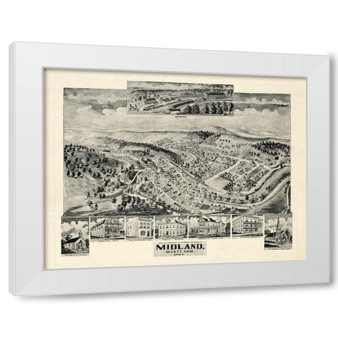 Midland Maryland - Fowler 1905  White Modern Wood Framed Art Print by Fowler