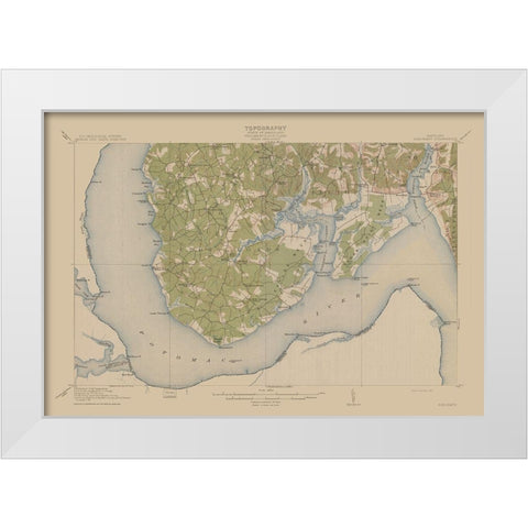 Nanjemoy Maryland Quad - USGS 1913 White Modern Wood Framed Art Print by USGS