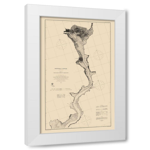 Potomac River Sheet - USCS 1864 White Modern Wood Framed Art Print by USCS