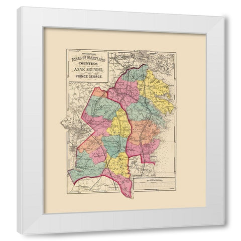 Prince George  Anne Arundel Maryland White Modern Wood Framed Art Print by Martenet