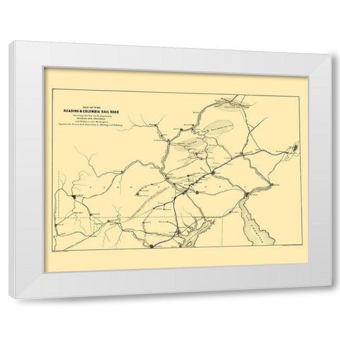 Reading and Columbia Railroad - Endicott 1850 White Modern Wood Framed Art Print by Endicott