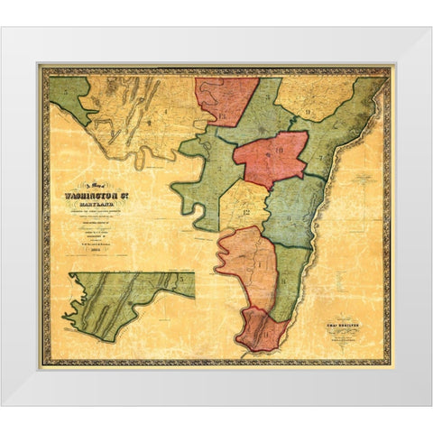 Washington Maryland Landowner - Mckee 1859 White Modern Wood Framed Art Print by Mckee