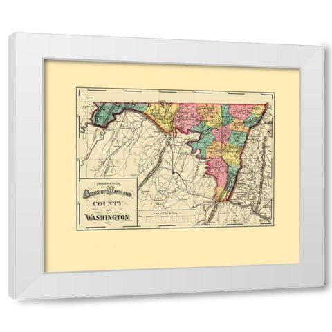 Washington Maryland - Martenet 1873 White Modern Wood Framed Art Print by Martenet
