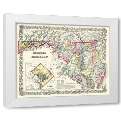 Maryland - 1855 White Modern Wood Framed Art Print by Colton