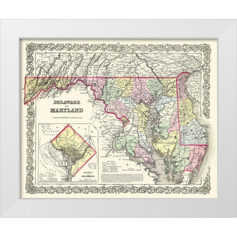Maryland - 1855 White Modern Wood Framed Art Print by Colton