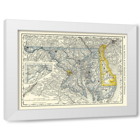 Maryland - Rand McNally 1879 White Modern Wood Framed Art Print by Rand McNally