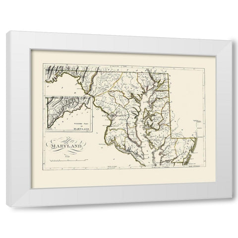 Maryland - Carey 1814 White Modern Wood Framed Art Print by Carey