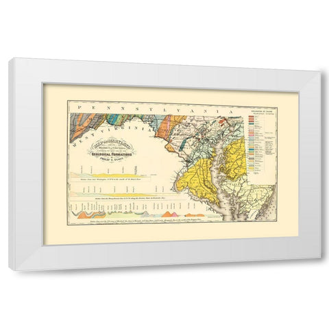 Maryland Maryland Geological - Tyson 1873 White Modern Wood Framed Art Print by Tyson