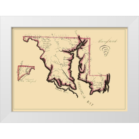 Maryland - Henshaw 1858 White Modern Wood Framed Art Print by Henshaw