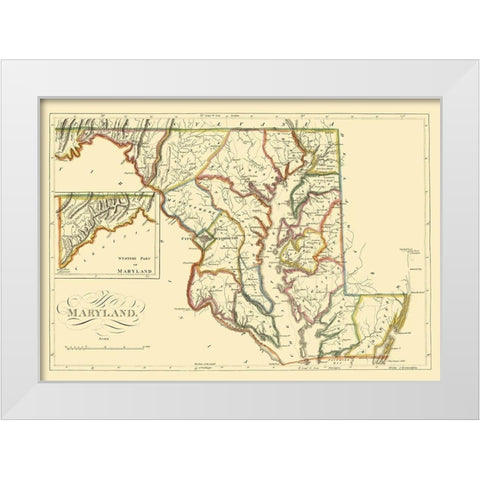 Maryland - Carey 1814 White Modern Wood Framed Art Print by Carey