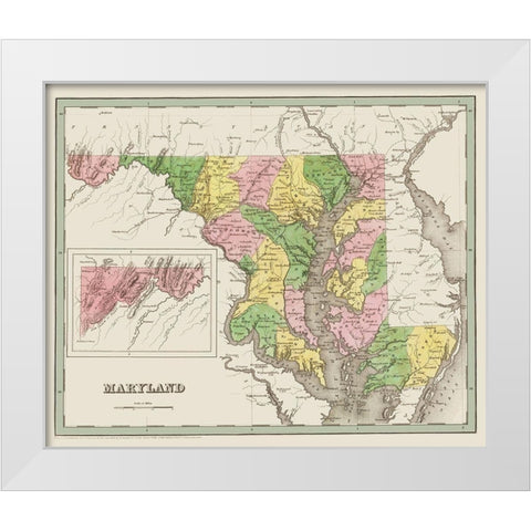 Maryland - Bradford 1836 White Modern Wood Framed Art Print by Bradford