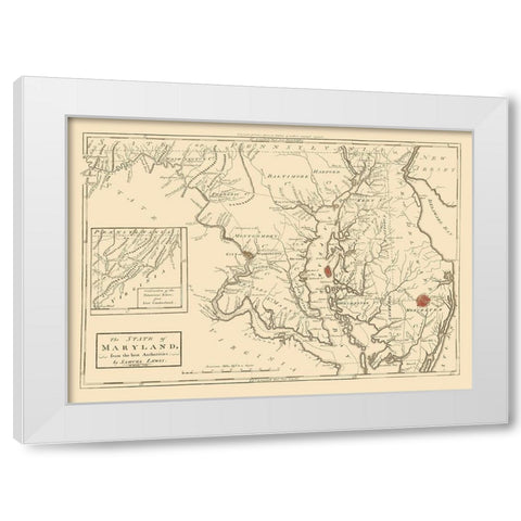 Maryland - Lewis 1796 White Modern Wood Framed Art Print by Lewis