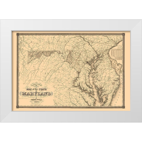 Maryland - Lucas 1841 White Modern Wood Framed Art Print by Lucas