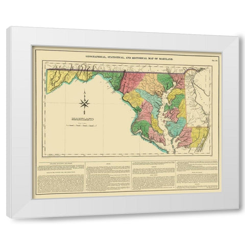 Maryland, Delaware, Pennsylvania, Virginia White Modern Wood Framed Art Print by Carey