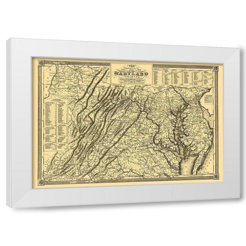 Maryland, Delaware - Lucas 1836 White Modern Wood Framed Art Print by Lucas