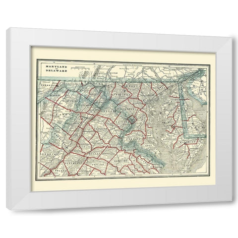 Maryland, Delaware - Rathbun 1893 White Modern Wood Framed Art Print by Rathbun