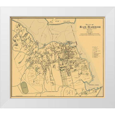 Bar Harbor Maine Landowner - Colby 1887 White Modern Wood Framed Art Print by Colby