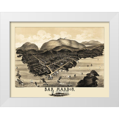 Bar Harbor Mt Desert Island Maine - Morris 1886 White Modern Wood Framed Art Print by Morris
