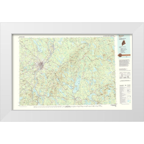 Bangor Maine Quad - USGS 1994 White Modern Wood Framed Art Print by USGS