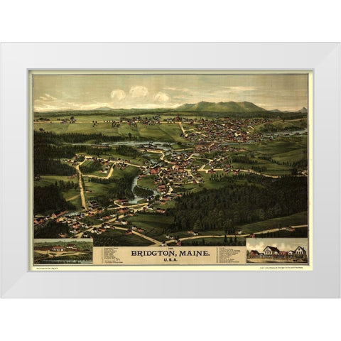 Bridgton Maine - Burleigh 1888  White Modern Wood Framed Art Print by Burleigh