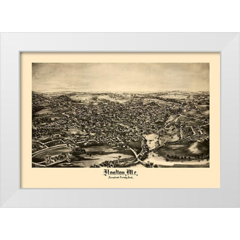 Houlton Maine - Norris 1894  White Modern Wood Framed Art Print by Norris