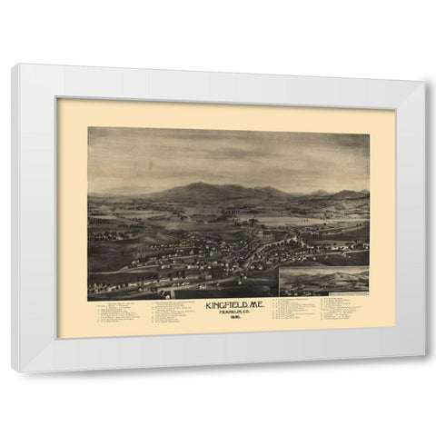 Kingfield Maine - Norris 1895  White Modern Wood Framed Art Print by Norris