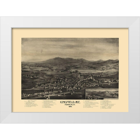 Kingfield Maine - Norris 1895  White Modern Wood Framed Art Print by Norris
