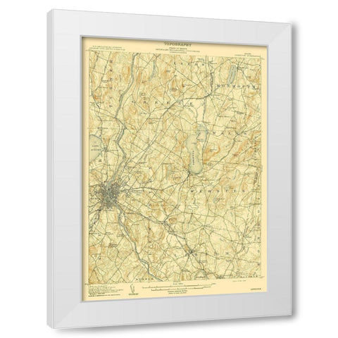 Lewiston Maine Quad - USGS 1908 White Modern Wood Framed Art Print by USGS