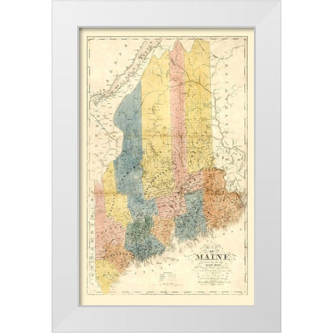 Maine - Colesworthy 1840  White Modern Wood Framed Art Print by Colesworthy