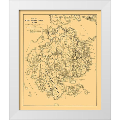Mount Desert Island Maine - Bunker 1911  White Modern Wood Framed Art Print by Bunker