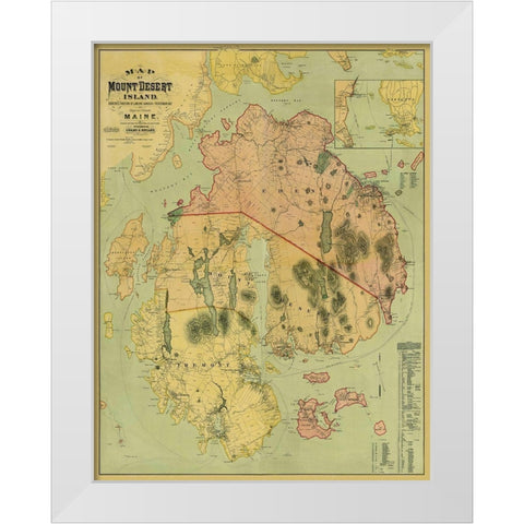 Mount Desert Island Maine Landowner - Colby 1887 White Modern Wood Framed Art Print by Colby