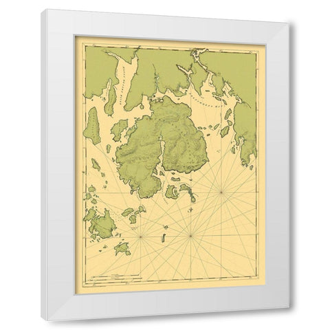 Mount Desert Island Maine - Des Barres 1776 White Modern Wood Framed Art Print by Des Barres