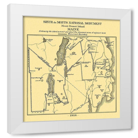 Mount Desert Island Maine - Sieur de Monts 1916 White Modern Wood Framed Art Print by Sieur de Monts