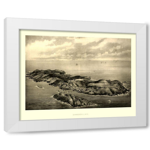 Monhegan Maine - Poole 1896  White Modern Wood Framed Art Print by Poole